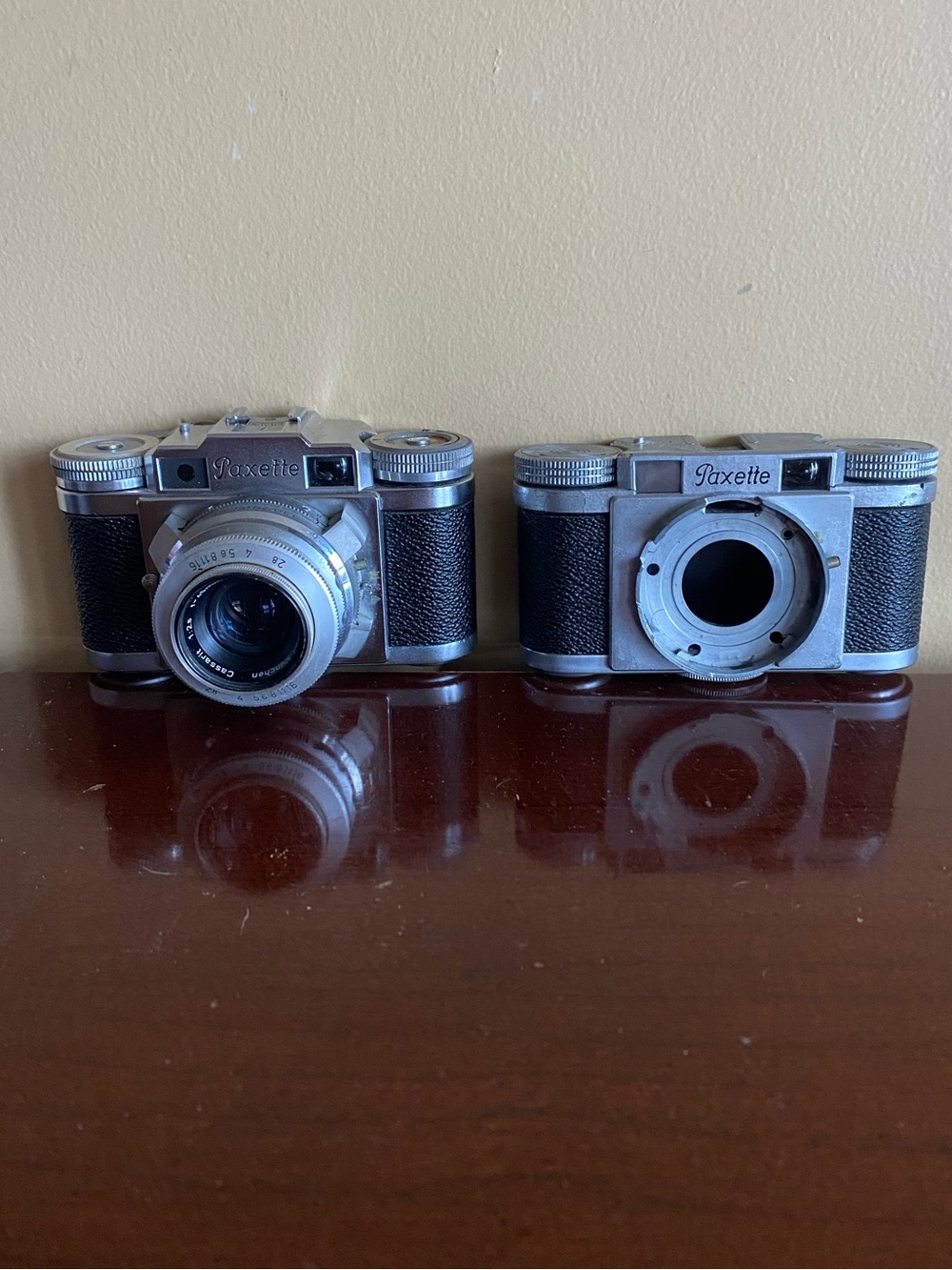 2 Vintage Braun Paxette 35mm Film Cameras Germany AS IS NOT TESTED
